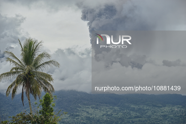 Mount Marapi is emitting volcanic ash as seen in Bukittinggi, West Sumatra, Indonesia, on December 30, 2023. The volcano has been erupting a...