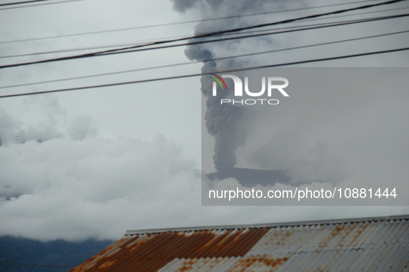 Mount Marapi is emitting volcanic ash as seen in Bukittinggi, West Sumatra, Indonesia, on December 30, 2023. The volcano has been erupting a...