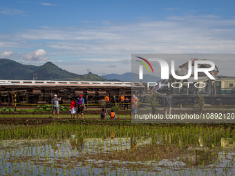 Search and rescue teams are searching for and evacuating victims after the Bandung Raya local train collided with the Turangga train in Cica...