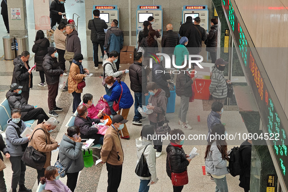 Many patients are waiting in the outpatient hall of a hospital in Shanghai, China, on January 11, 2024. 