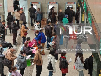 Many patients are waiting in the outpatient hall of a hospital in Shanghai, China, on January 11, 2024. (