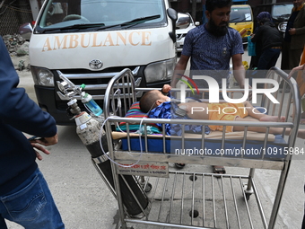 A baby is receiving treatment for pneumonia inside Dhaka Child Hospital during the winter season in Dhaka, Bangladesh, on January 15, 2024....