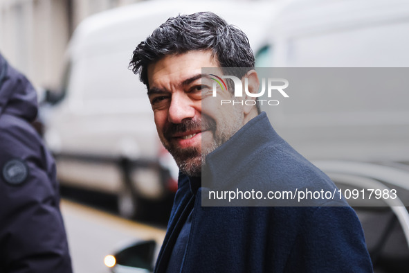 Pierfrancesco Favino is seen during the Milan Fashion Week Menswear Fall/Winter 2024/2025 on January 16, 2024 in Milan, Italy 