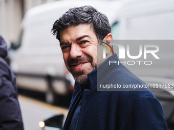 Pierfrancesco Favino is seen during the Milan Fashion Week Menswear Fall/Winter 2024/2025 on January 16, 2024 in Milan, Italy (