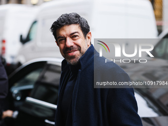 Pierfrancesco Favino is seen during the Milan Fashion Week Menswear Fall/Winter 2024/2025 on January 16, 2024 in Milan, Italy (