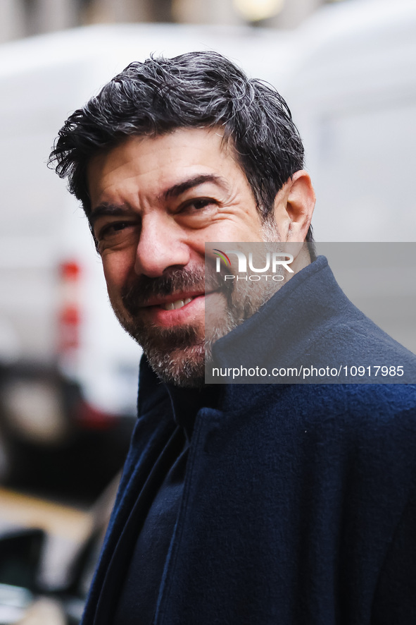 Pierfrancesco Favino is seen during the Milan Fashion Week Menswear Fall/Winter 2024/2025 on January 16, 2024 in Milan, Italy 