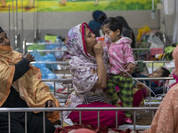 Children are receiving medical treatment for pneumonia at Dhaka Shishu Hospital in Dhaka, Bangladesh, on January 17, 2024. (