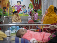 Children are receiving medical treatment for pneumonia at Dhaka Shishu Hospital in Dhaka, Bangladesh, on January 17, 2024. (