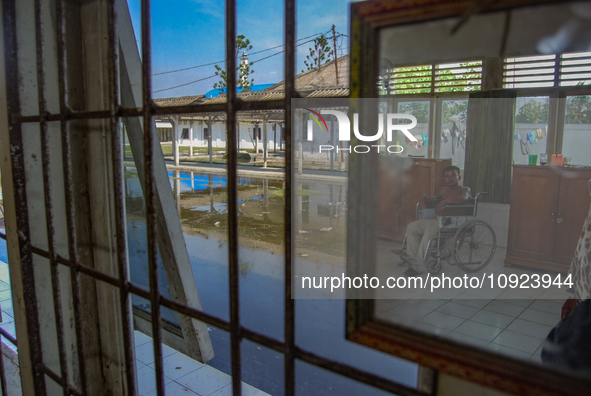 A person with leprosy is sitting in a wheelchair inside the Sicanang Special Hospital for leprosy sufferers in Medan, North Sumatra Province...