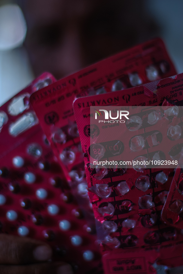 A patient is showing a multi-drug packaging while being hospitalized at Sicanang Leprosy Special Hospital in Medan, North Sumatra Province,...