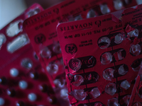 A patient is showing a multi-drug packaging while being hospitalized at Sicanang Leprosy Special Hospital in Medan, North Sumatra Province,...