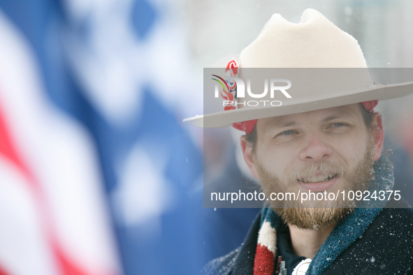 Thomas Rousseau, founder of American white nationalist and neo-fascist hate group Patriot Front, appears at the 51st annual March For Life i...