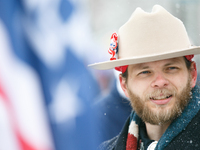 Thomas Rousseau, founder of American white nationalist and neo-fascist hate group Patriot Front, appears at the 51st annual March For Life i...