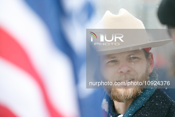 Thomas Rousseau, founder of American white nationalist and neo-fascist hate group Patriot Front, appears at the 51st annual March For Life i...