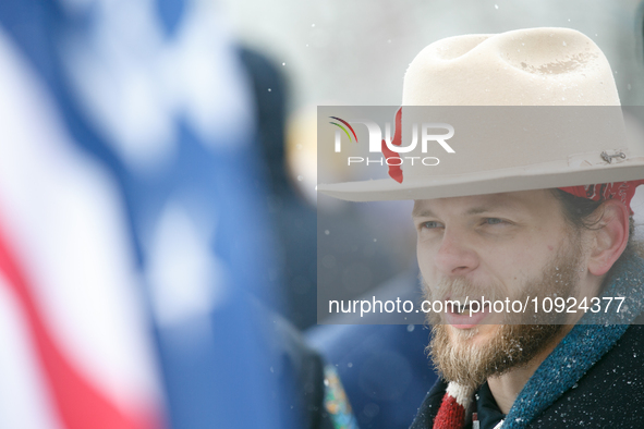 Thomas Rousseau, founder of American white nationalist and neo-fascist hate group Patriot Front, appears at the 51st annual March For Life i...