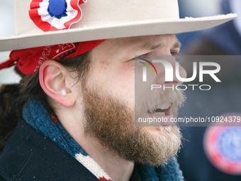 Thomas Rousseau, founder of American white nationalist and neo-fascist hate group Patriot Front, appears at the 51st annual March For Life i...