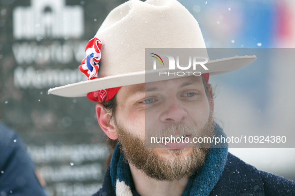 Thomas Rousseau, founder of American white nationalist and neo-fascist hate group Patriot Front, appears at the 51st annual March For Life i...