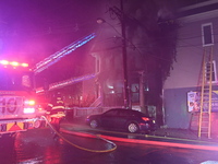 Fire is affecting several buildings on West Bigelow Street in Newark, New Jersey, United States, on January 19, 2024. One firefighter has re...