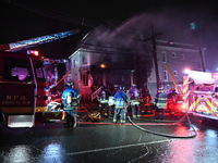 Fire is affecting several buildings on West Bigelow Street in Newark, New Jersey, United States, on January 19, 2024. One firefighter has re...