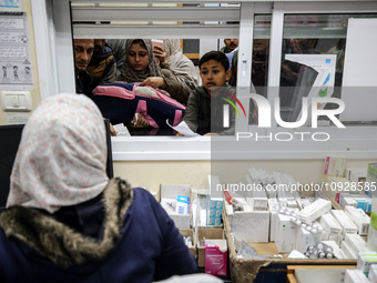 A UNRWA employee is providing a Polio vaccine in a clinic in Deir al-Balah, central Gaza Strip, on January 21, 2024, amid ongoing battles be...