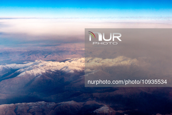 An Arial view on Zagros mountains in Iraq, January 5, 2024 