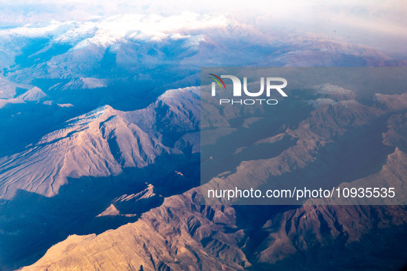 An Arial view on Zagros mountains in Iraq, January 5, 2024 