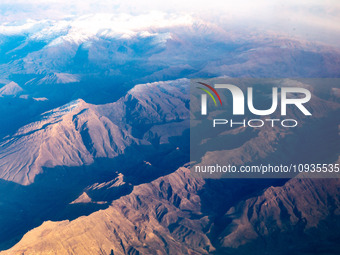 An Arial view on Zagros mountains in Iraq, January 5, 2024 (