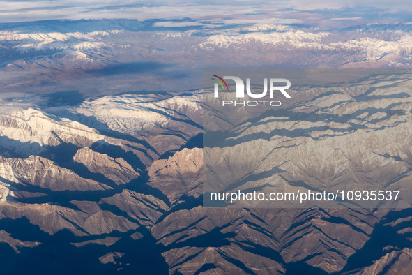 An Arial view on Zagros mountains in Iraq, January 5, 2024 