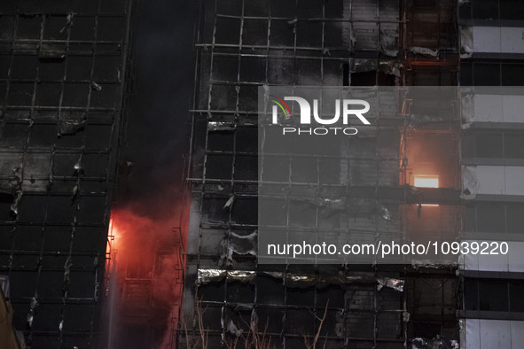 Patients are being safely evacuated to nearby hospitals during a fire at the Gandhi Hotel Hospital in northern Tehran, Iran, on January 25,...