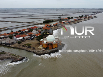 An aerial view shows Cemarajaya Village in Karawang Regency, West Java Province, on January 26, 2024. Village residents are reporting that t...