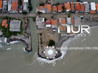 An aerial view shows Cemarajaya Village in Karawang Regency, West Java Province, on January 26, 2024. Village residents are reporting that t...