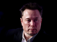 Elon Musk, owner of Tesla and the X (formerly Twitter) platform, attends a symposium on fighting antisemitism titled 'Never Again : Lip Serv...