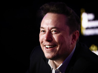 Elon Musk, owner of Tesla and the X (formerly Twitter) platform, attends a symposium on fighting antisemitism titled 'Never Again : Lip Serv...