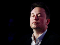 Elon Musk, owner of Tesla and the X (formerly Twitter) platform, attends a symposium on fighting antisemitism titled 'Never Again : Lip Serv...