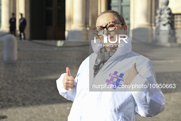 Carolyn Smith is attending the photocall for ''World Cancer Day'' at Wedekin Palace in Rome, Italy, on January 30, 2024. 