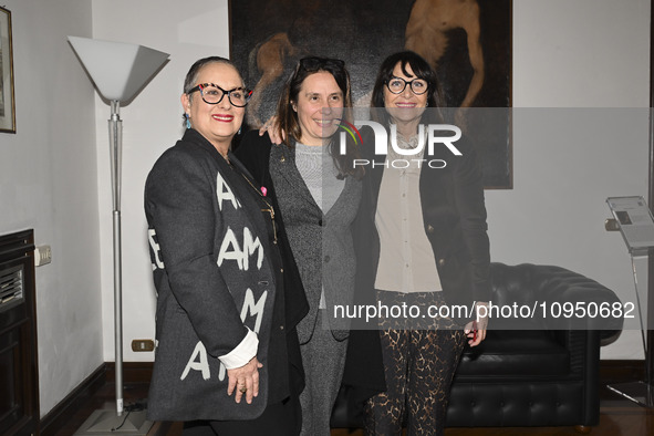 Carolyn Smith, Alessandra Locatelli, and Anna Maria Mancuso are attending the photocall for ''World Cancer Day'' at Wedekin Palace in Rome,...