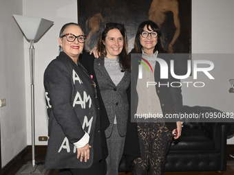 Carolyn Smith, Alessandra Locatelli, and Anna Maria Mancuso are attending the photocall for ''World Cancer Day'' at Wedekin Palace in Rome,...