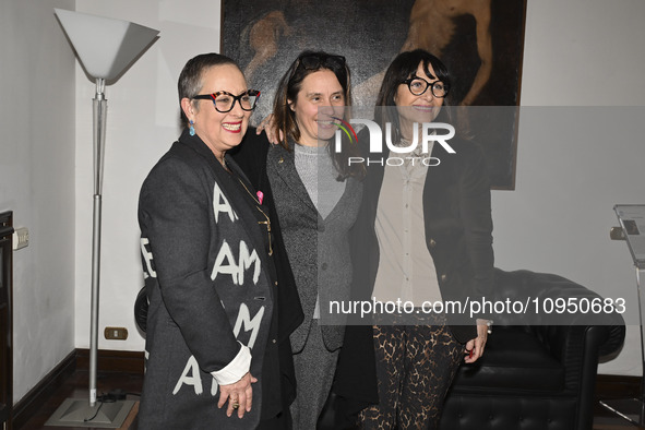 Carolyn Smith, Alessandra Locatelli, and Anna Maria Mancuso are attending the photocall for ''World Cancer Day'' at Wedekin Palace in Rome,...