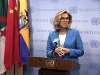 Ms. Sigrid Kaag, Senior Humanitarian and Reconstruction Coordinator for Gaza speaks to the press at the United Nations Headquarters on Janua...