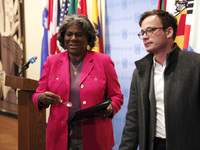 Permanent epresentative of the United States to the UN Ambassador Linda Thomas-Greenfield speaks during a Ms. Sigrid Kaag, Senior Humanitari...