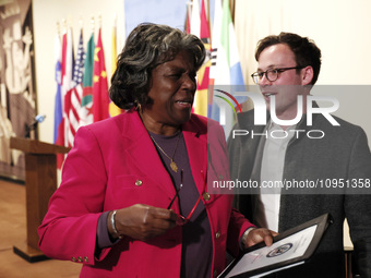 Permanent epresentative of the United States to the UN Ambassador Linda Thomas-Greenfield speaks during a Ms. Sigrid Kaag, Senior Humanitari...