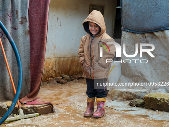 After A Year Since The Earthquake, Camps In The City Of Jindires , on January 31, 2024, Find Themselves Immersed In Mud And Clay Due To Heav...