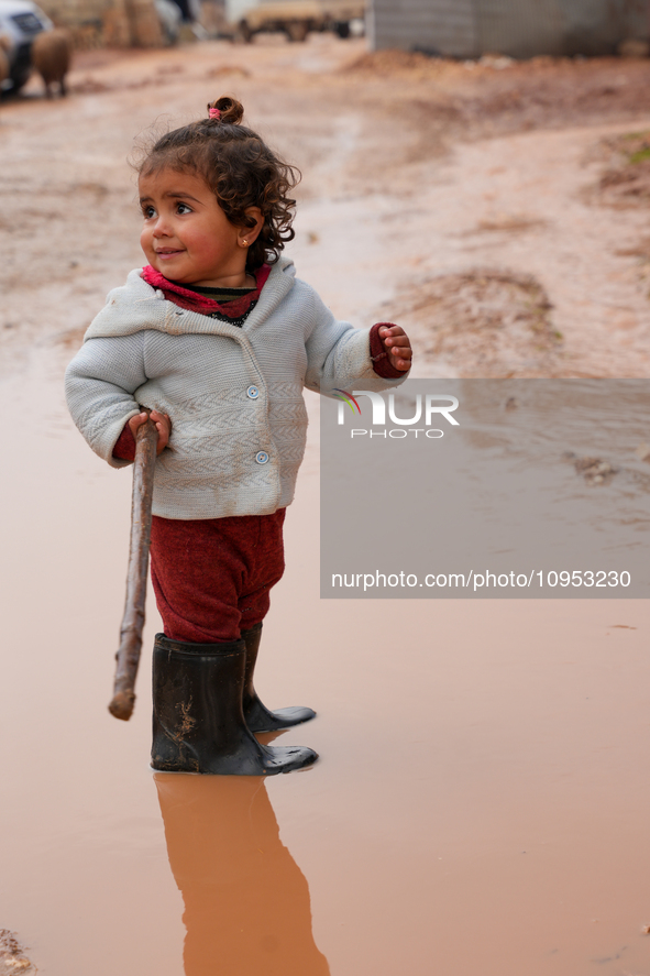 After A Year Since The Earthquake, Camps In The City Of Jindires , on January 31, 2024, Find Themselves Immersed In Mud And Clay Due To Heav...