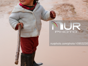 After A Year Since The Earthquake, Camps In The City Of Jindires , on January 31, 2024, Find Themselves Immersed In Mud And Clay Due To Heav...