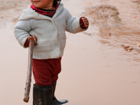 After A Year Since The Earthquake, Camps In The City Of Jindires , on January 31, 2024, Find Themselves Immersed In Mud And Clay Due To Heav...