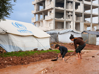 After A Year Since The Earthquake, Camps In The City Of Jindires , on January 31, 2024, Find Themselves Immersed In Mud And Clay Due To Heav...