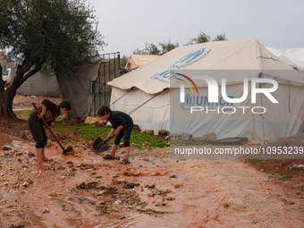 After A Year Since The Earthquake, Camps In The City Of Jindires , on January 31, 2024, Find Themselves Immersed In Mud And Clay Due To Heav...