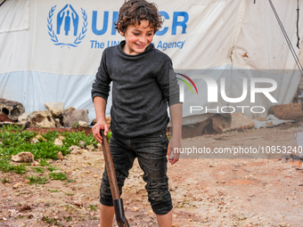 After A Year Since The Earthquake, Camps In The City Of Jindires , on January 31, 2024, Find Themselves Immersed In Mud And Clay Due To Heav...