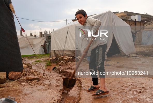 After A Year Since The Earthquake, Camps In The City Of Jindires , on January 31, 2024, Find Themselves Immersed In Mud And Clay Due To Heav...