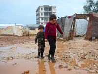 After A Year Since The Earthquake, Camps In The City Of Jindires , on January 31, 2024, Find Themselves Immersed In Mud And Clay Due To Heav...